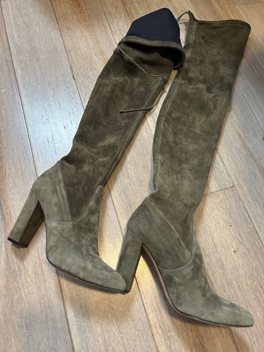 Jean Michel Cazabat Women's EU38/US 7 Olive Green Suede Leather Thigh-High Boots